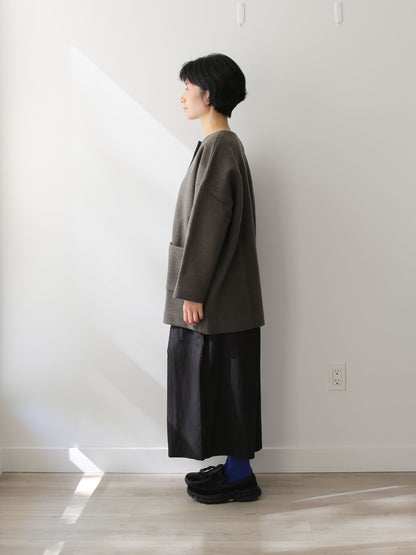 evam eva Pressed Wool Medium-length Coat - Moss Gray