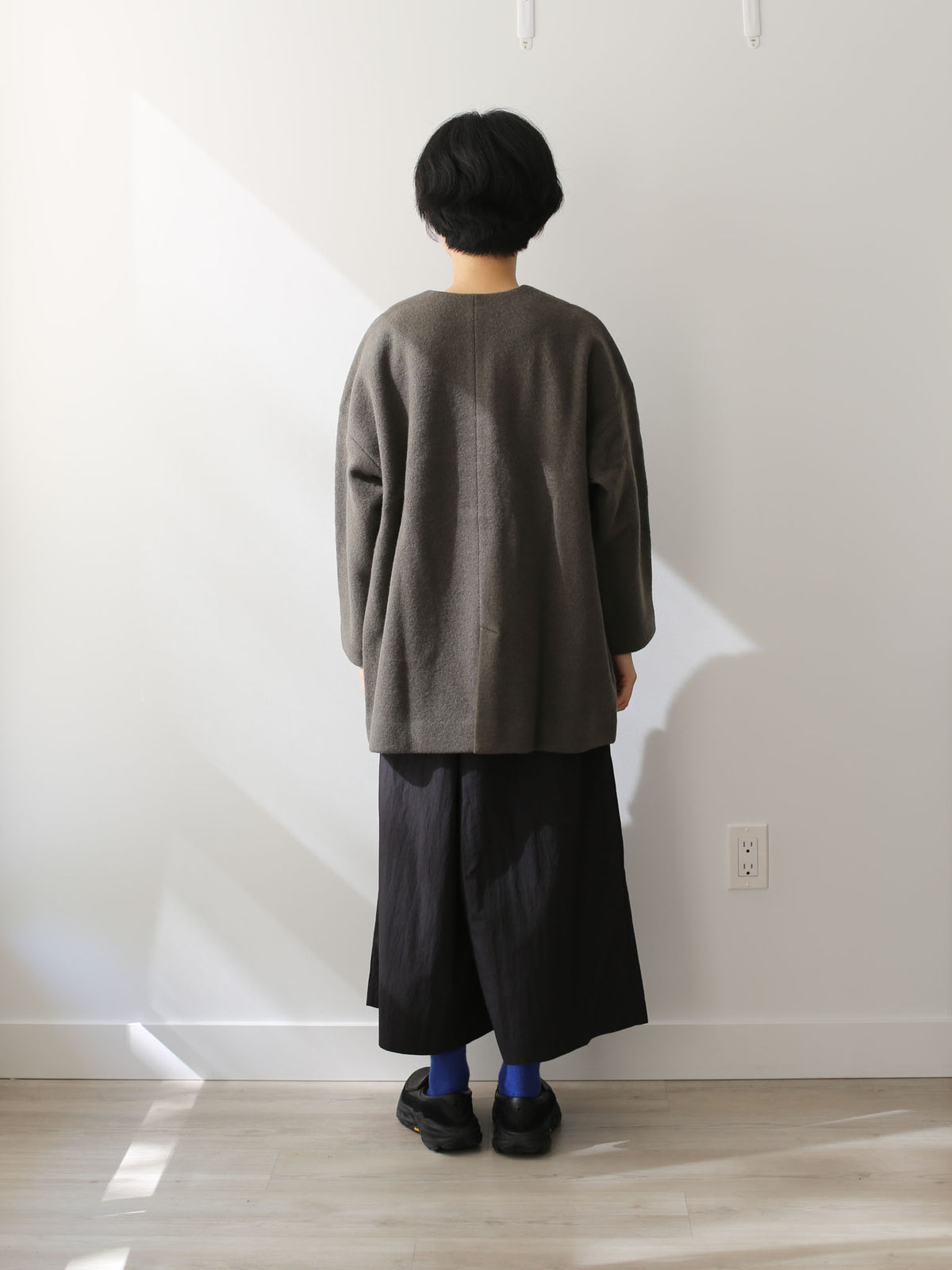 evam eva Pressed Wool Medium-length Coat - Moss Gray