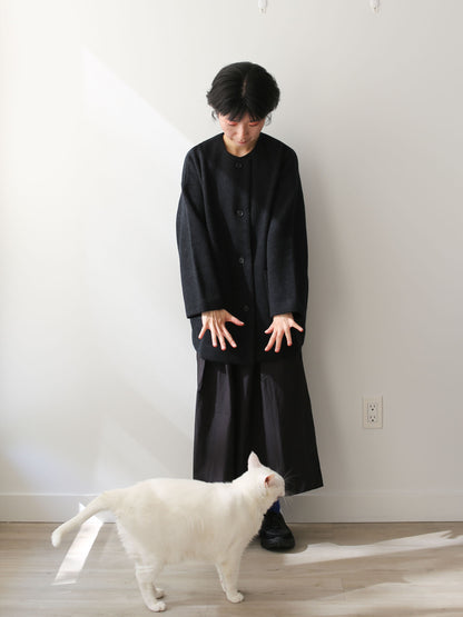 evam eva Pressed Wool Medium-length Coat - Charcoal