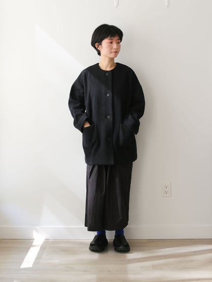 evam eva Pressed Wool Medium-length Coat - Charcoal