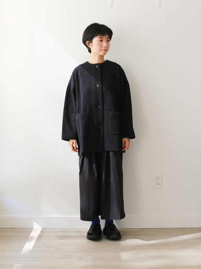 evam eva Pressed Wool Medium-length Coat - Charcoal