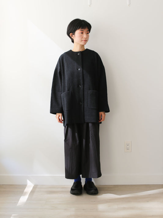 evam eva Pressed Wool Medium-length Coat - Charcoal