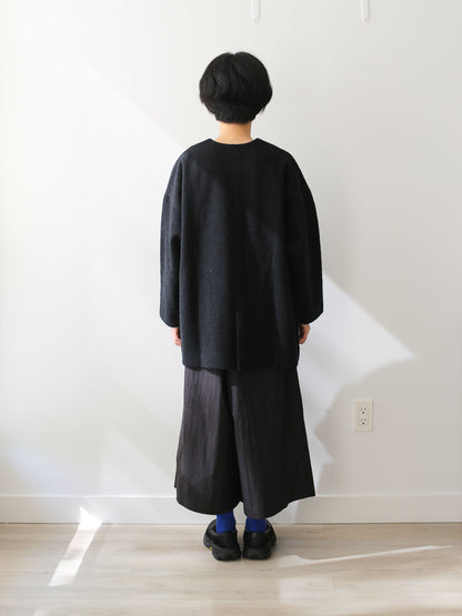 evam eva Pressed Wool Medium-length Coat - Charcoal