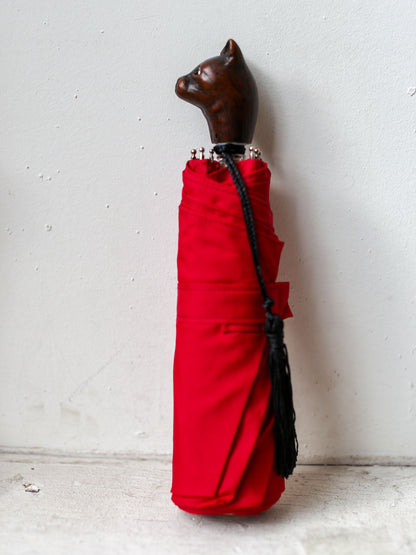 Guy De Jean Compact Umbrella - Red Cat