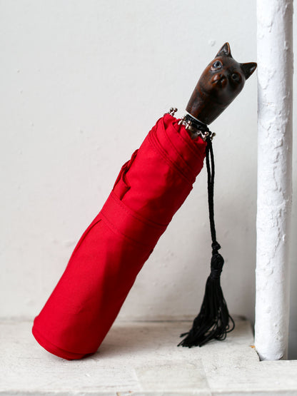 Guy De Jean Compact Umbrella - Red Cat