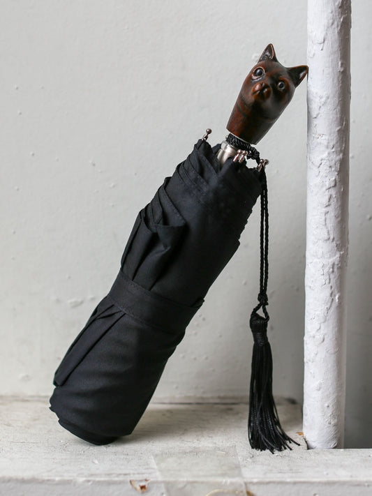 Guy De Jean Compact Umbrella - Black Cat