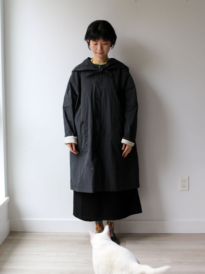 A Punto B Long Coat with Removable Hood - Black