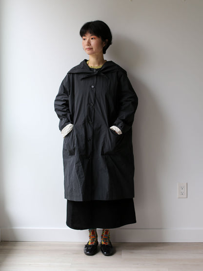 A Punto B Long Coat with Removable Hood - Black