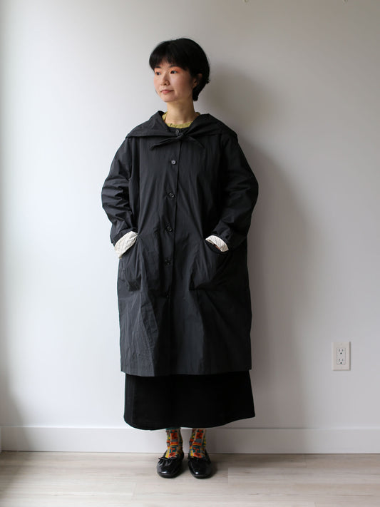 A Punto B Long Coat with Removable Hood - Black
