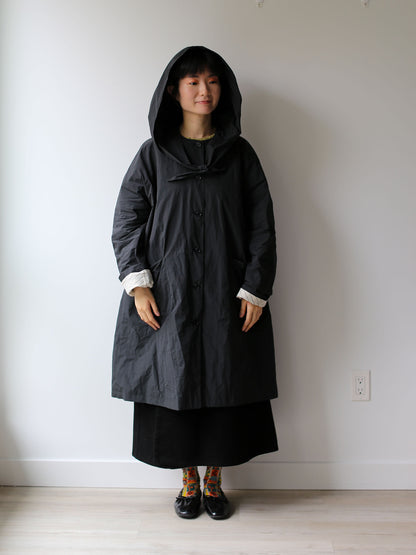 A Punto B Long Coat with Removable Hood - Black