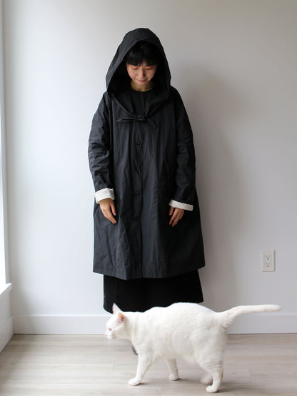 A Punto B Long Coat with Removable Hood - Black