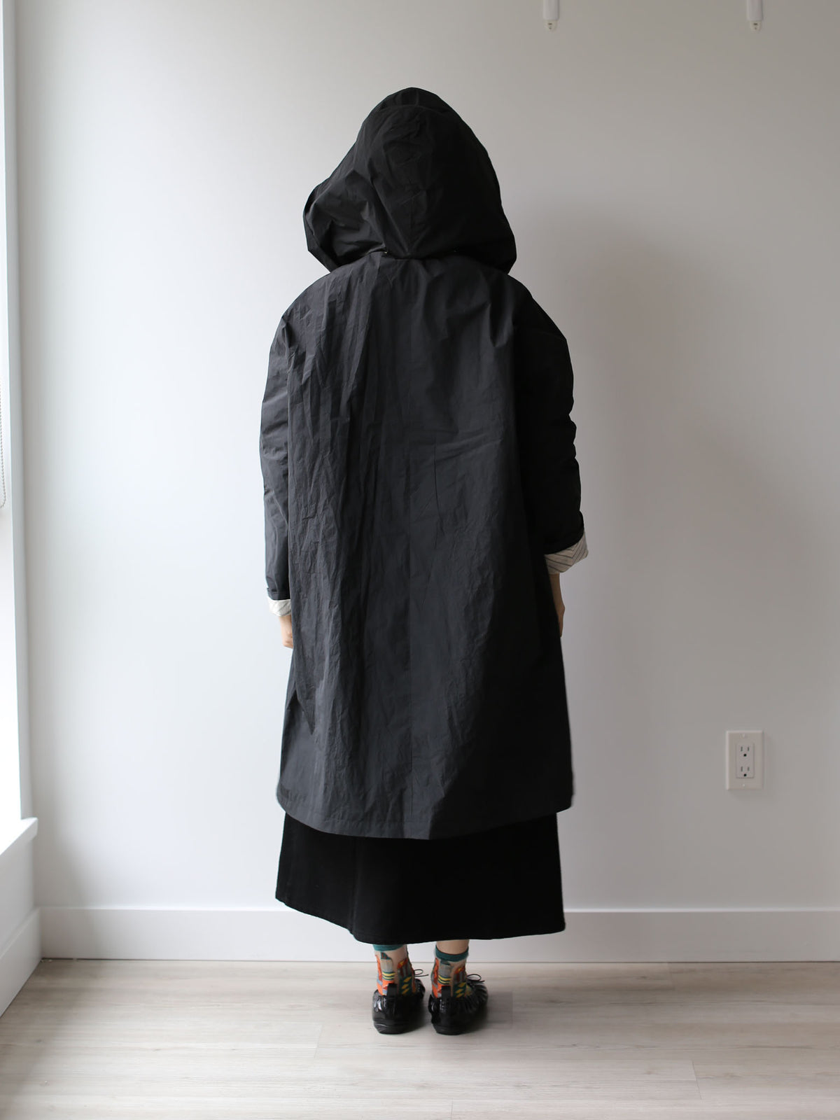 A Punto B Long Coat with Removable Hood - Black