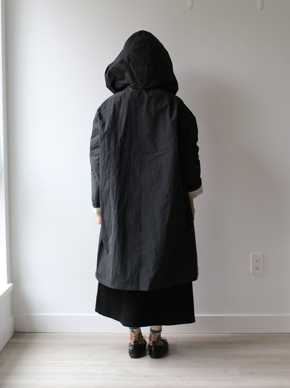A Punto B Long Coat with Removable Hood - Black
