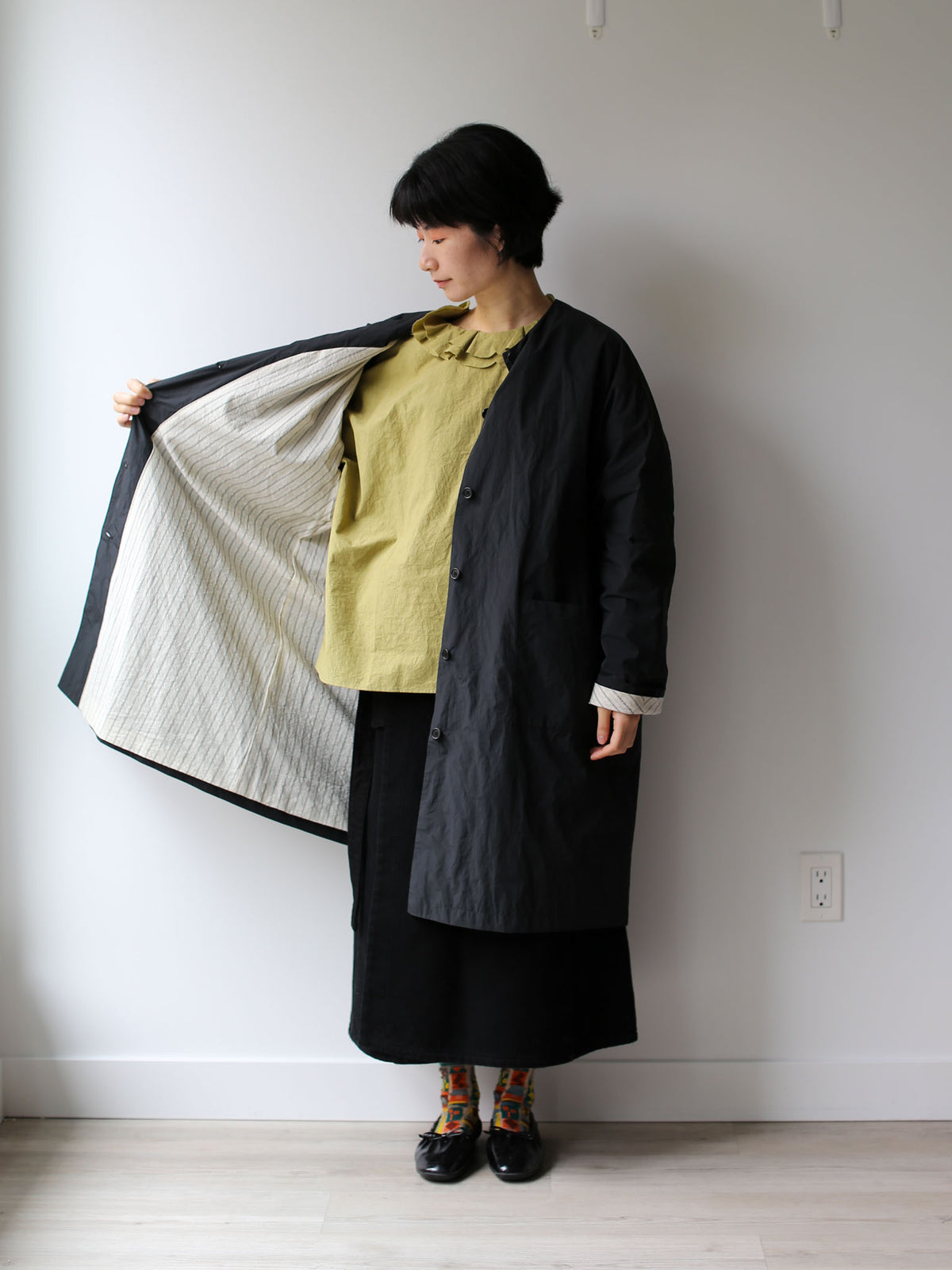A Punto B Long Coat with Removable Hood - Black