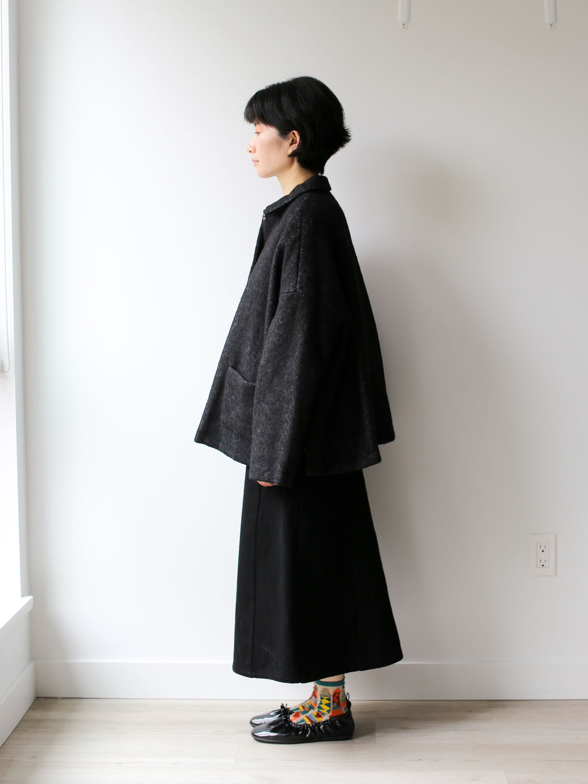 A Punto B Wool Short Coat - Graphite