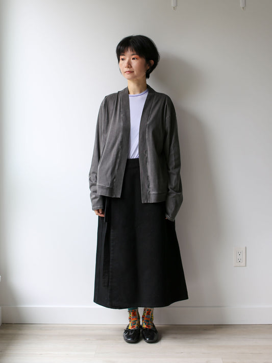 Blue Blue Japan Unisex Knitted Airy Smooth Black Haori Cardigan