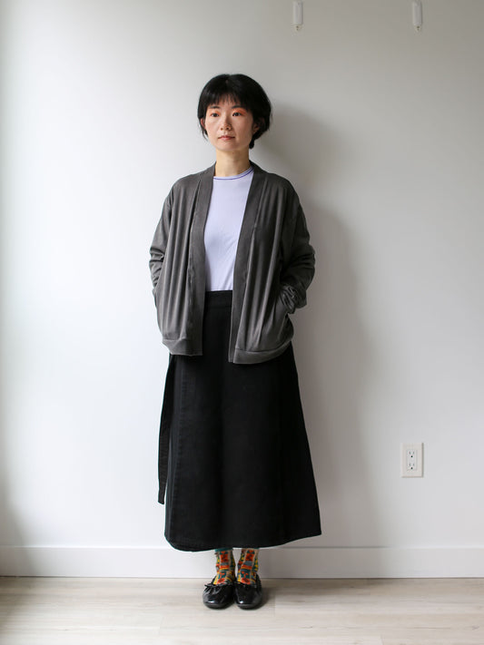 Blue Blue Japan Unisex Knitted Airy Smooth Black Haori Cardigan