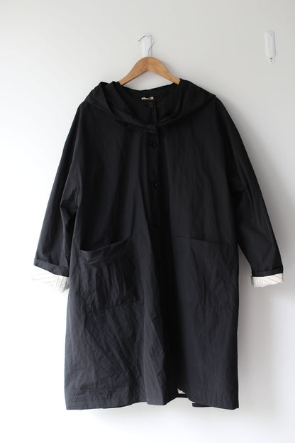 A Punto B Long Coat with Removable Hood - Black