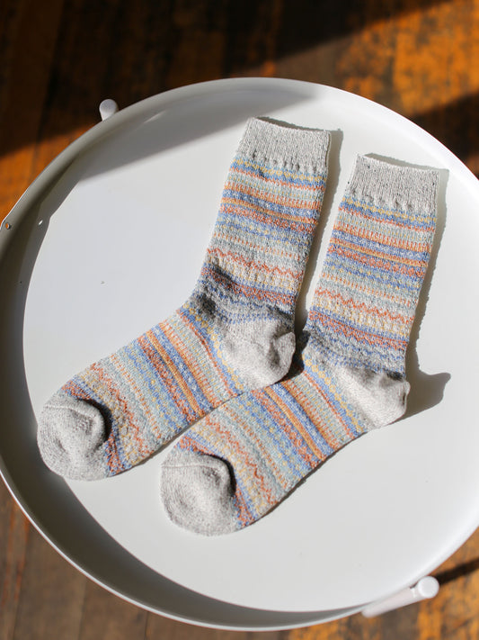 Rototo Nordic Pattern Socks - Light Gray