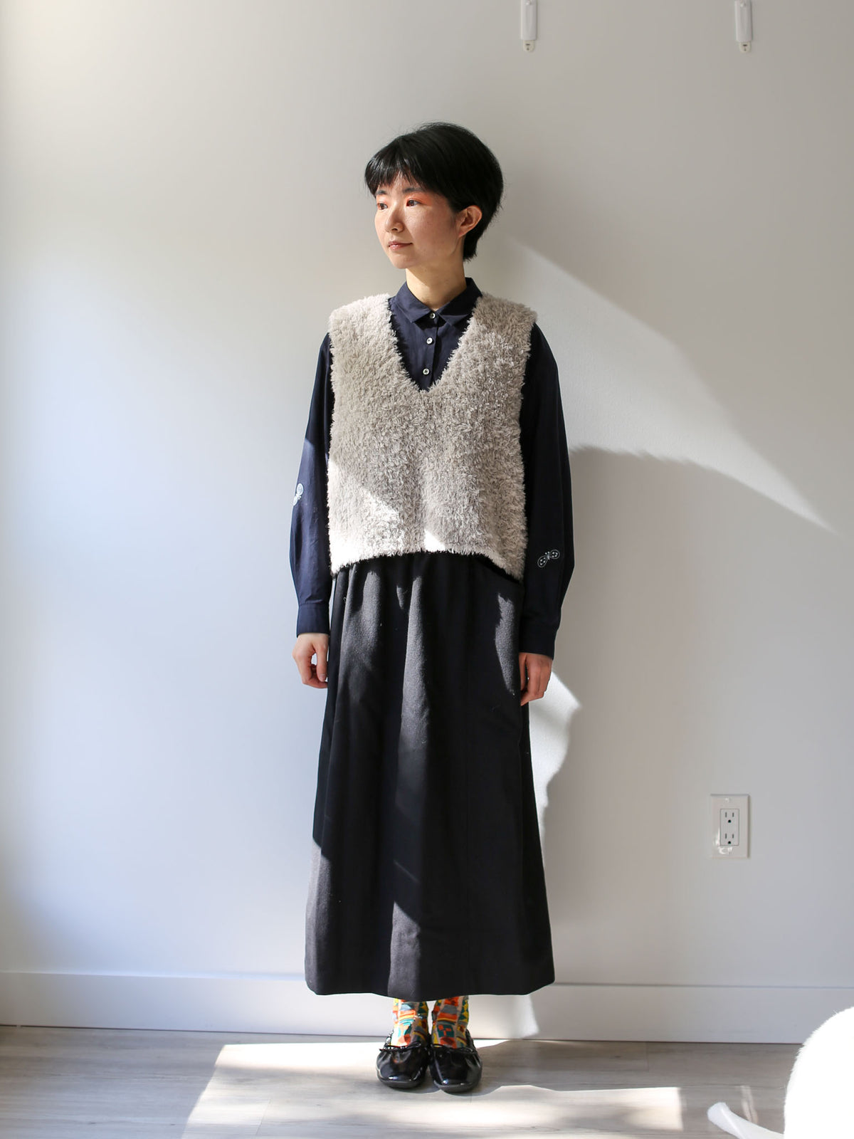 evam eva Alpaca Wool Vest - Oyster