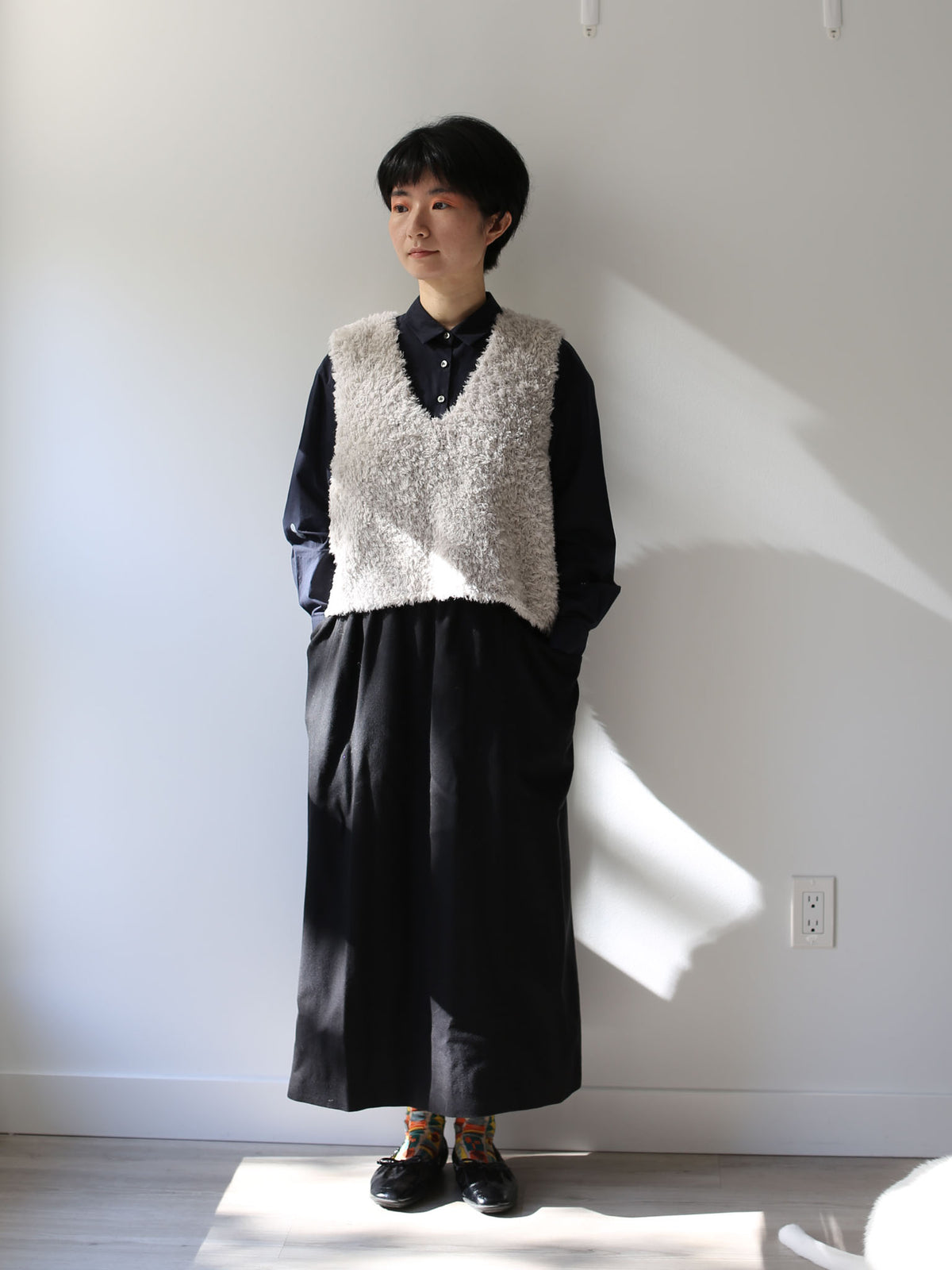 evam eva Alpaca Wool Vest - Oyster