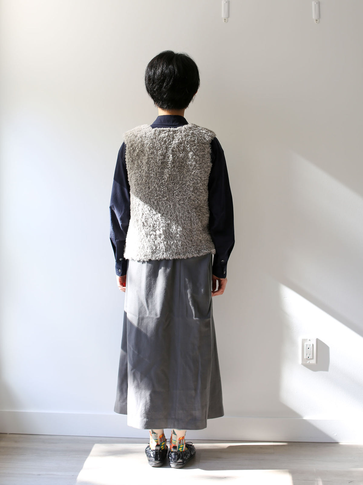 evam eva Alpaca Wool Vest - Smoke White