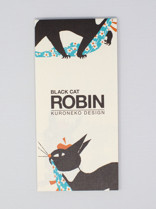 Black Cat Robin Message Notepad - Vertical