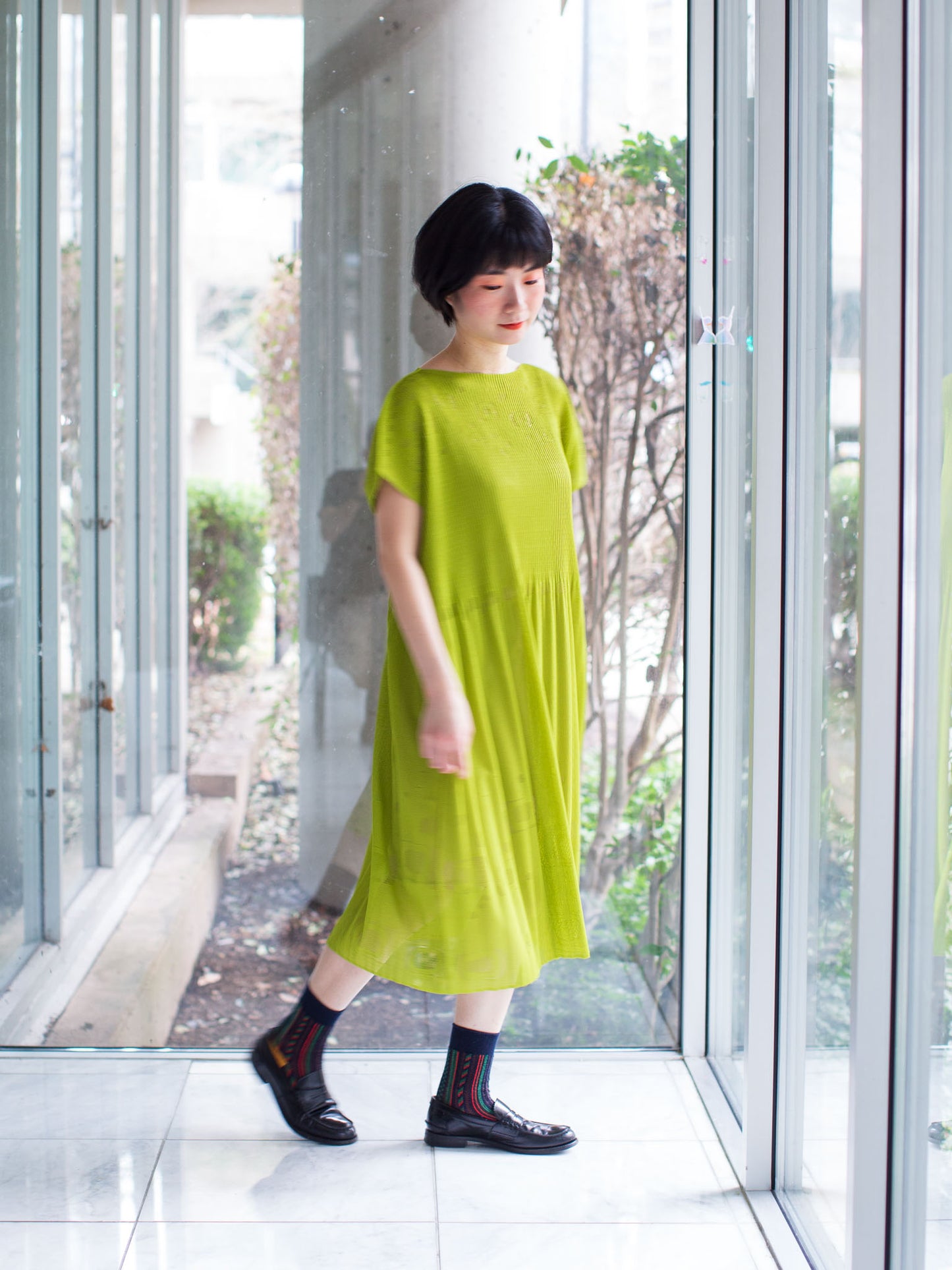 M. & Kyoko Pleated One-piece Dress - Green