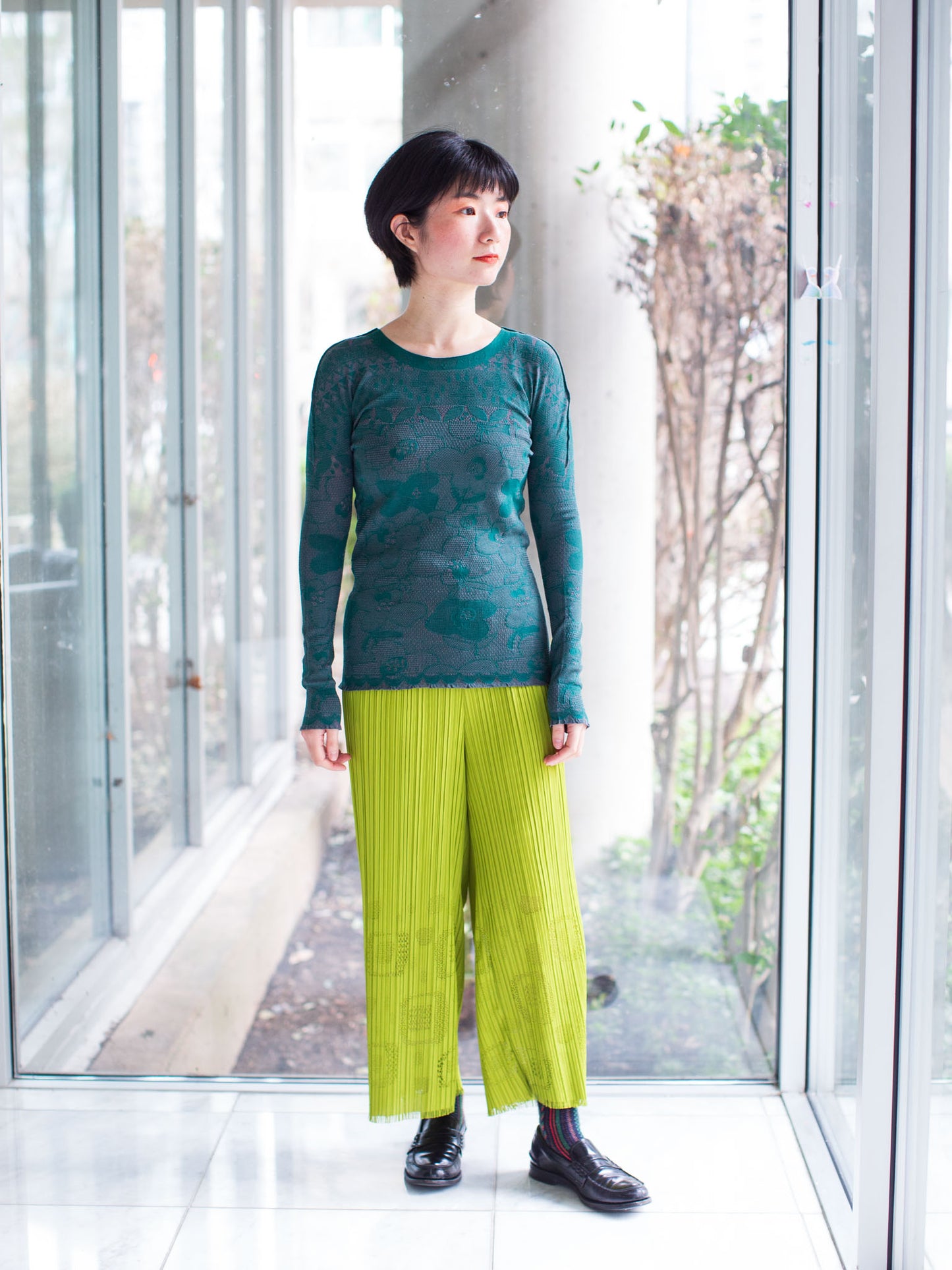 M. & Kyoko Reversible Knitted Pullover - Pink/Green