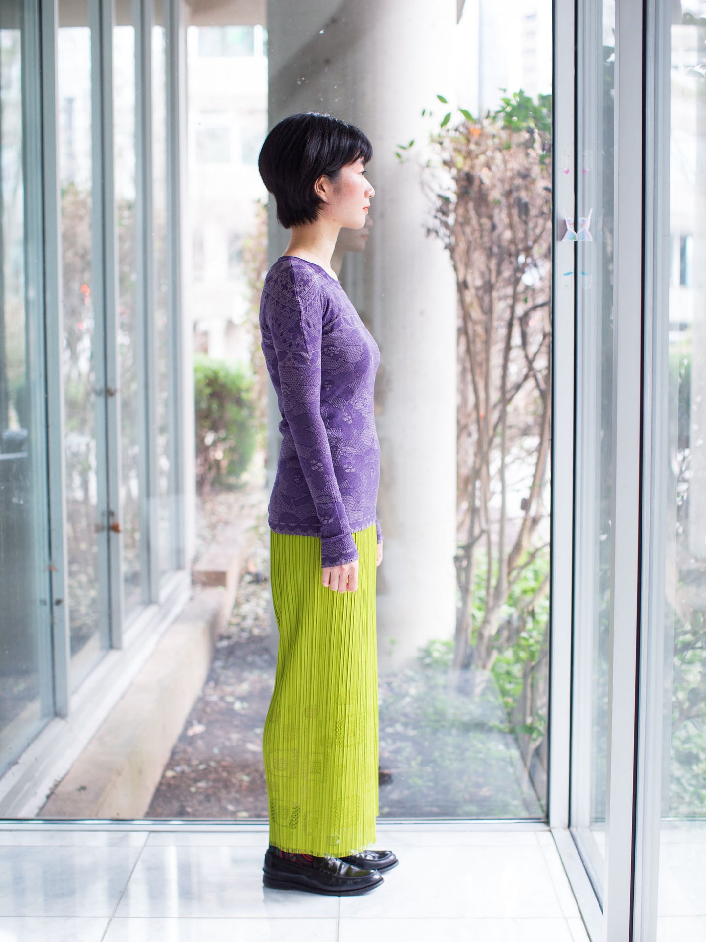 M. & Kyoko Reversible Knitted Pullover - Lavender/Purple