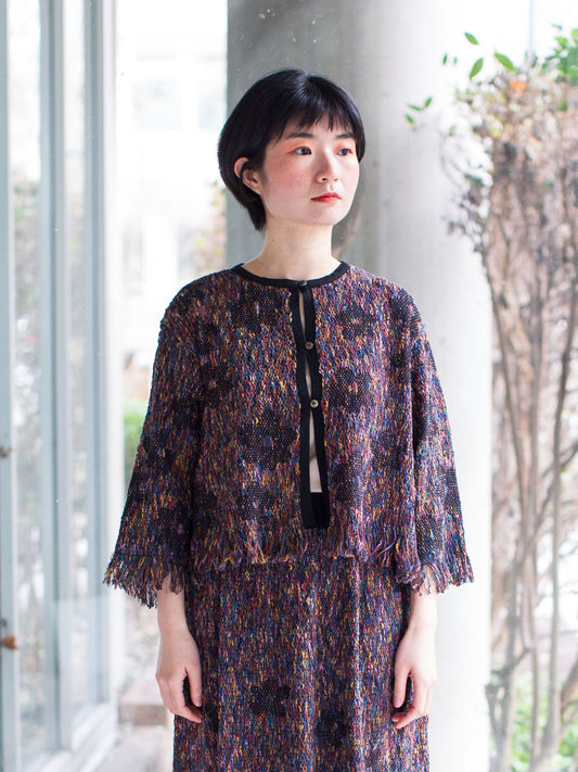 M. & Kyoko Knitted Floral Pattern Jacket - Black