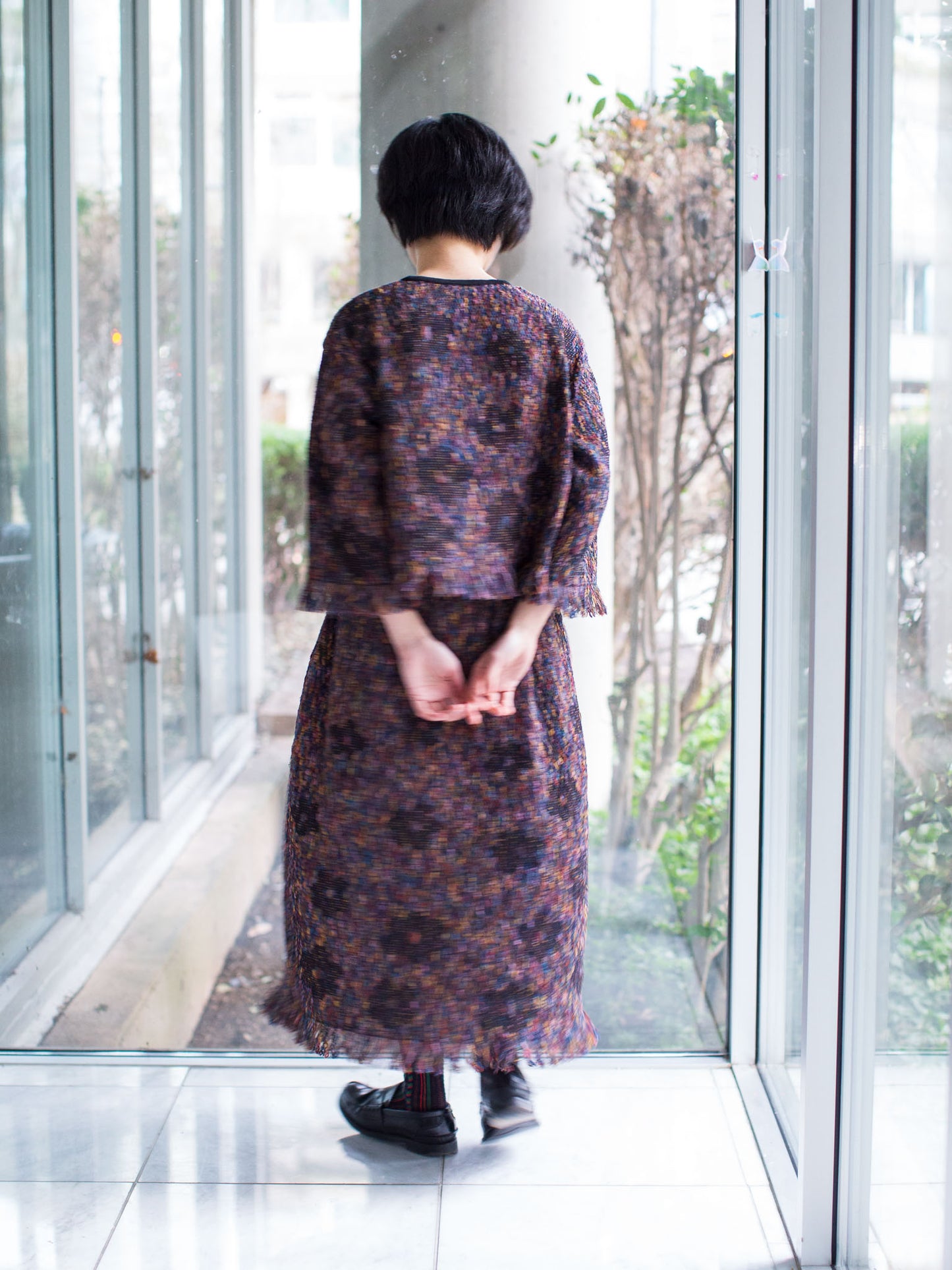 M. & Kyoko Knitted Floral Pattern Skirt - Black