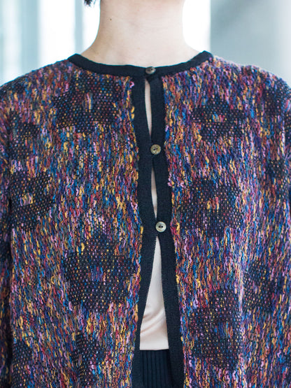 M. & Kyoko Knitted Floral Pattern Jacket - Black