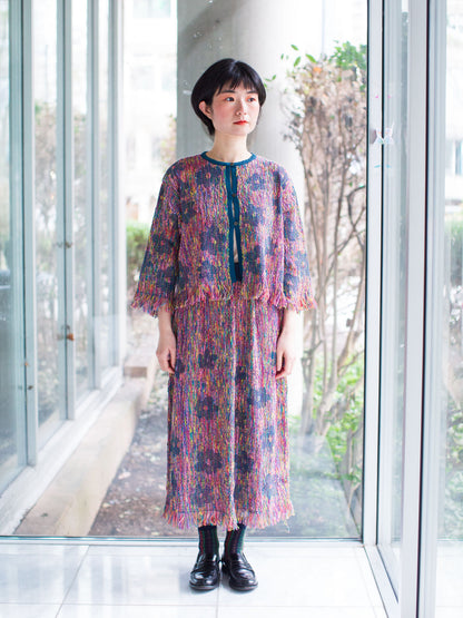 M. & Kyoko Knitted Floral Pattern Skirt - Dark Blue