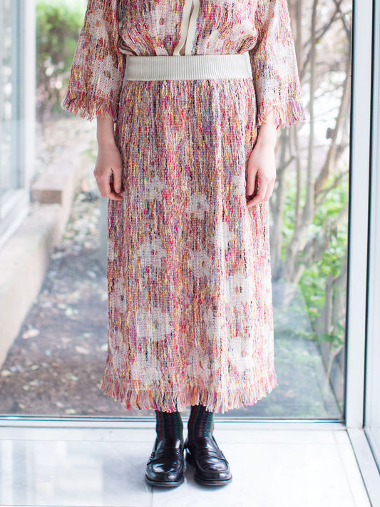 M. & Kyoko Knitted Floral Pattern Skirt - Ivory