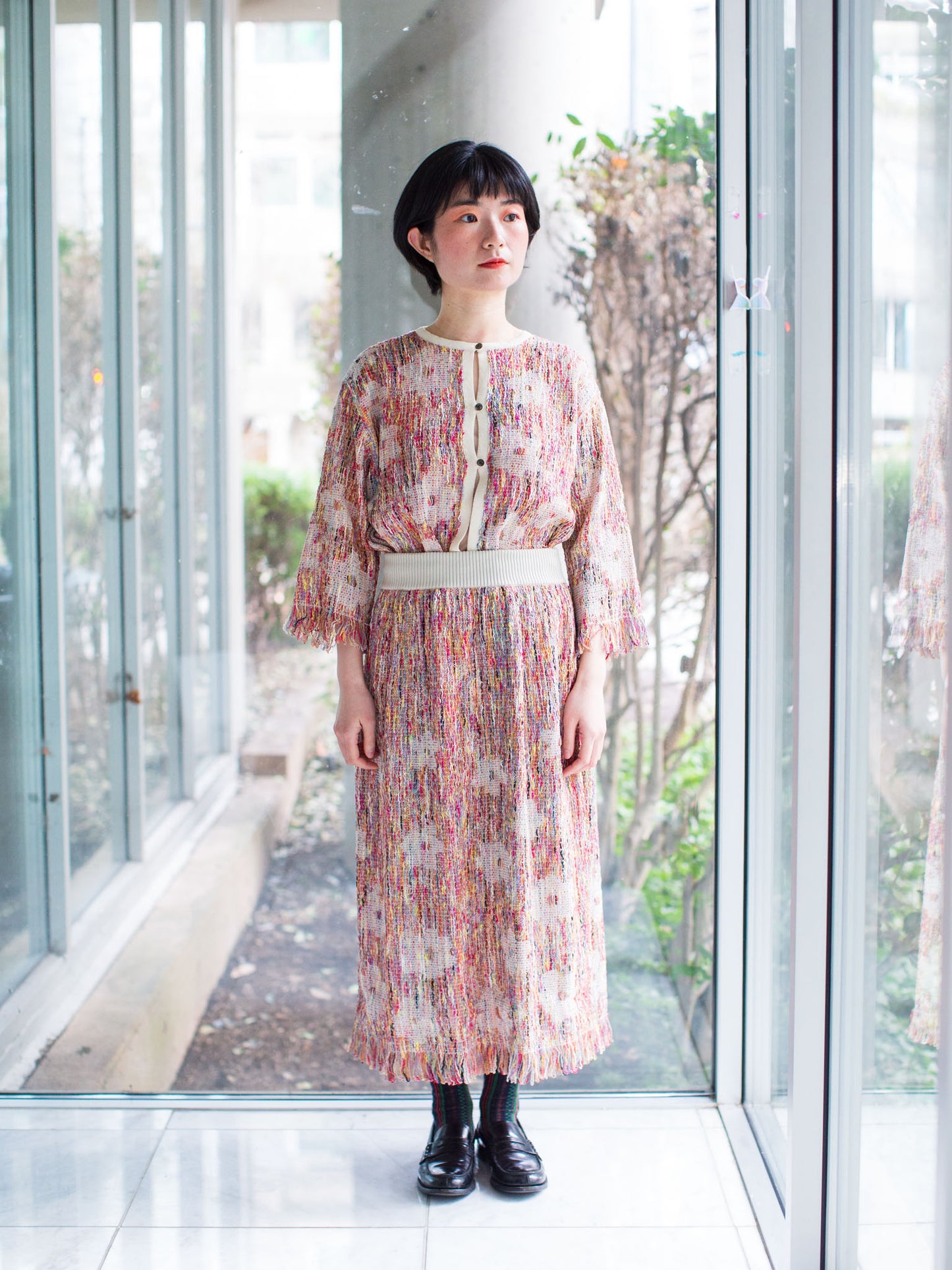 M. & Kyoko Knitted Floral Pattern Jacket - Ivory