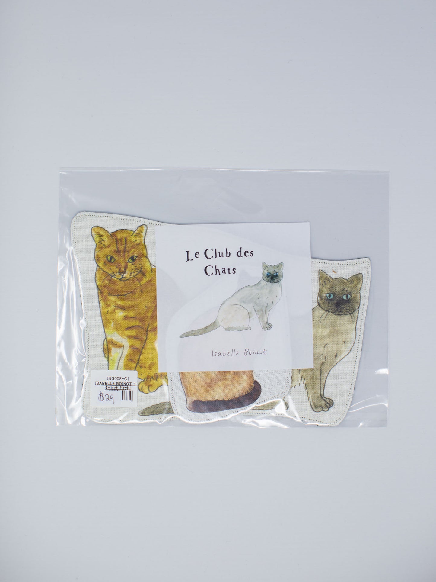 Fog Linen Work Set of 2 Cat Coasters - No. 1