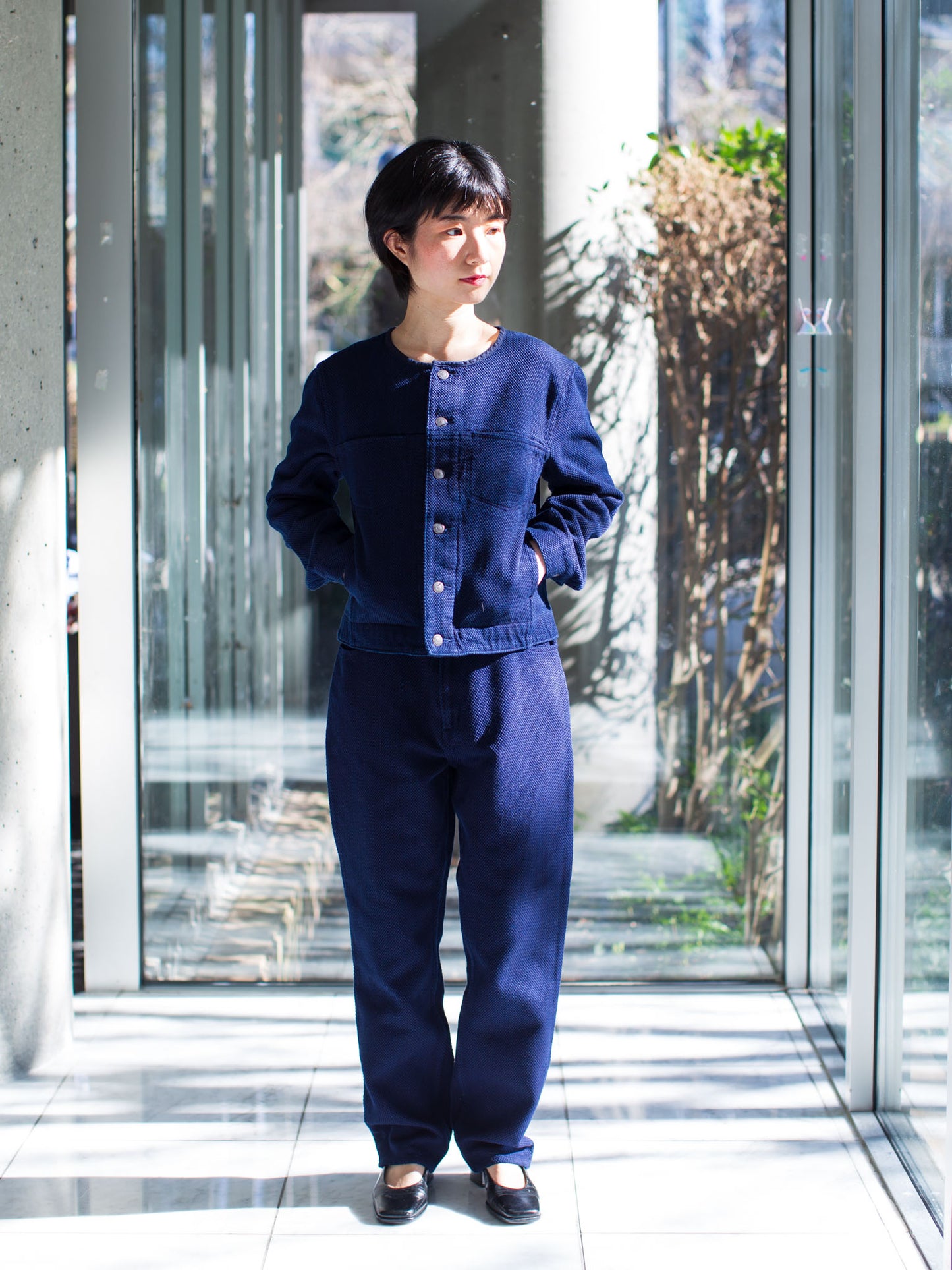 Blue Blue Japan Woven Pure Indigo Light Sashiko Jacket