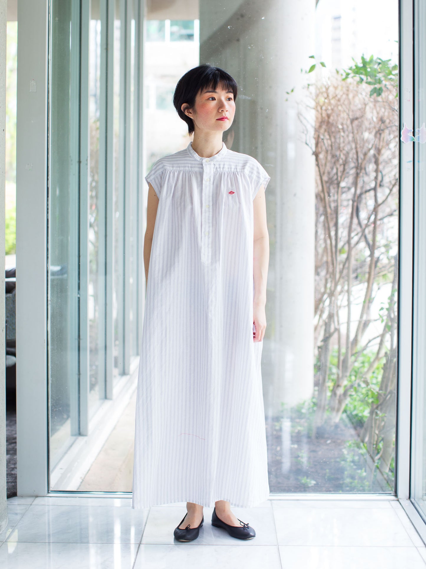 Danton Sleeveless Shirt Dress - Charcoal Stripe