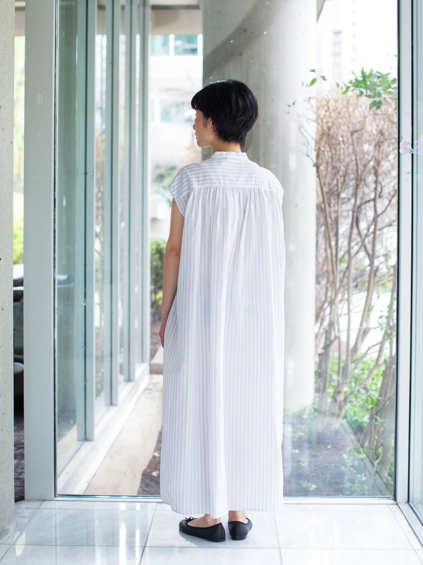 Danton Sleeveless Shirt Dress - Charcoal Stripe