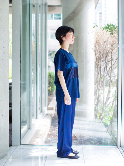 Blue Blue Japan Unisex Knitted Indigo Patchwork T-shirt