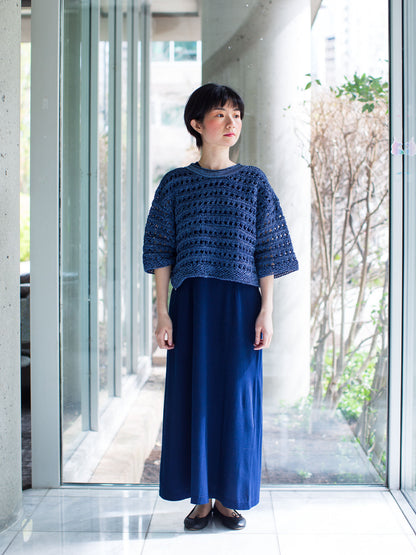 ENRICA Japanese Paper Reversible Knitted Pullover- Blue