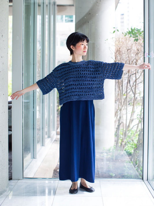 ENRICA Japanese Paper Reversible Knitted Pullover- Blue
