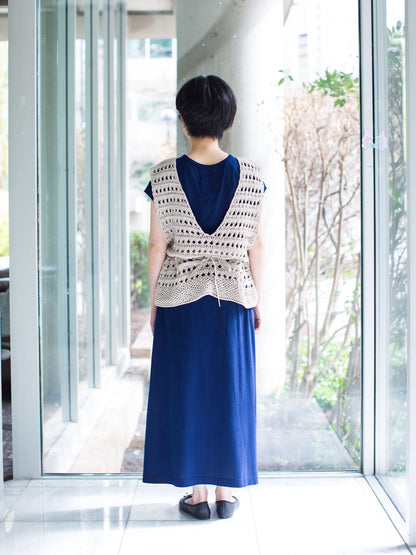 ENRICA Japanese Paper Reversible Knitted Vest- Natural