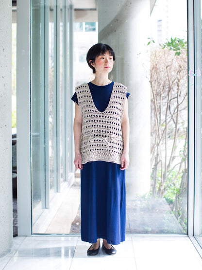 ENRICA Japanese Paper Reversible Knitted Vest- Natural