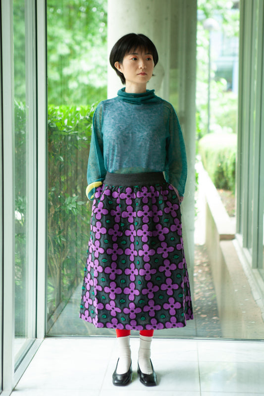 M. & Kyoko Woven Skirt - Charcoal/Purple