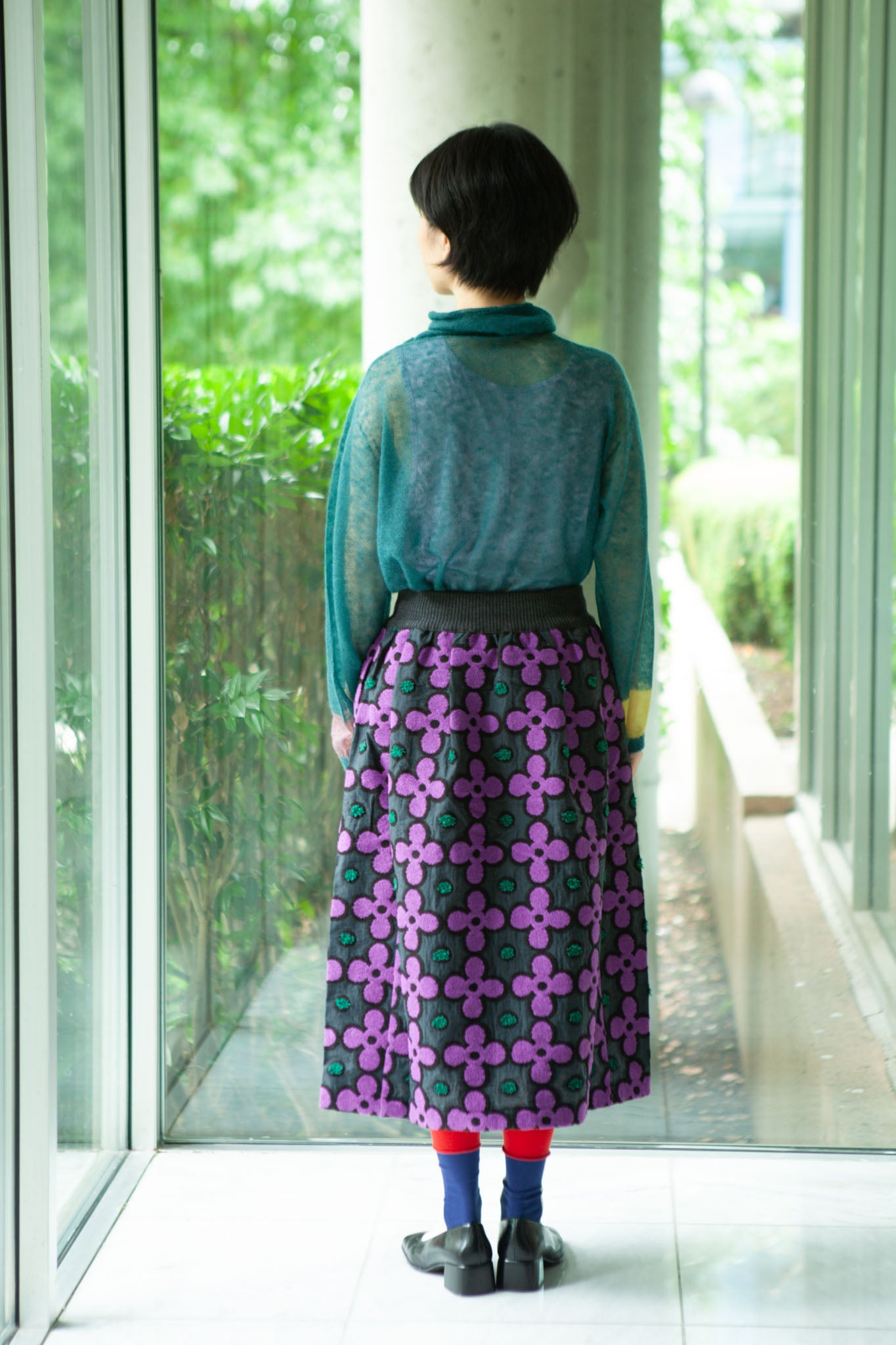 M. & Kyoko Woven Skirt - Charcoal/Purple