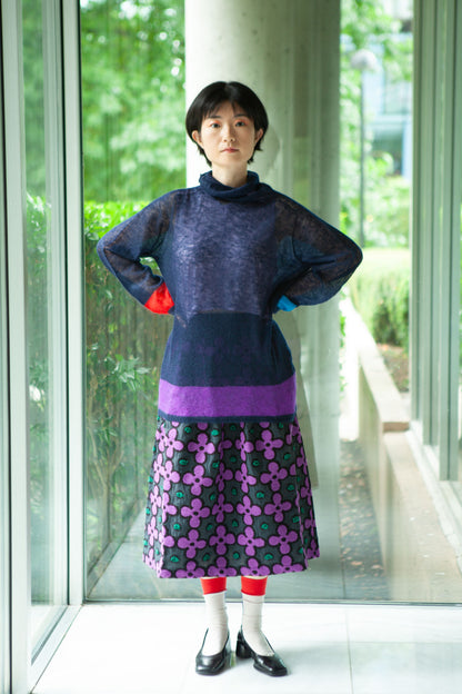 M. & Kyoko Woven Skirt - Charcoal/Purple