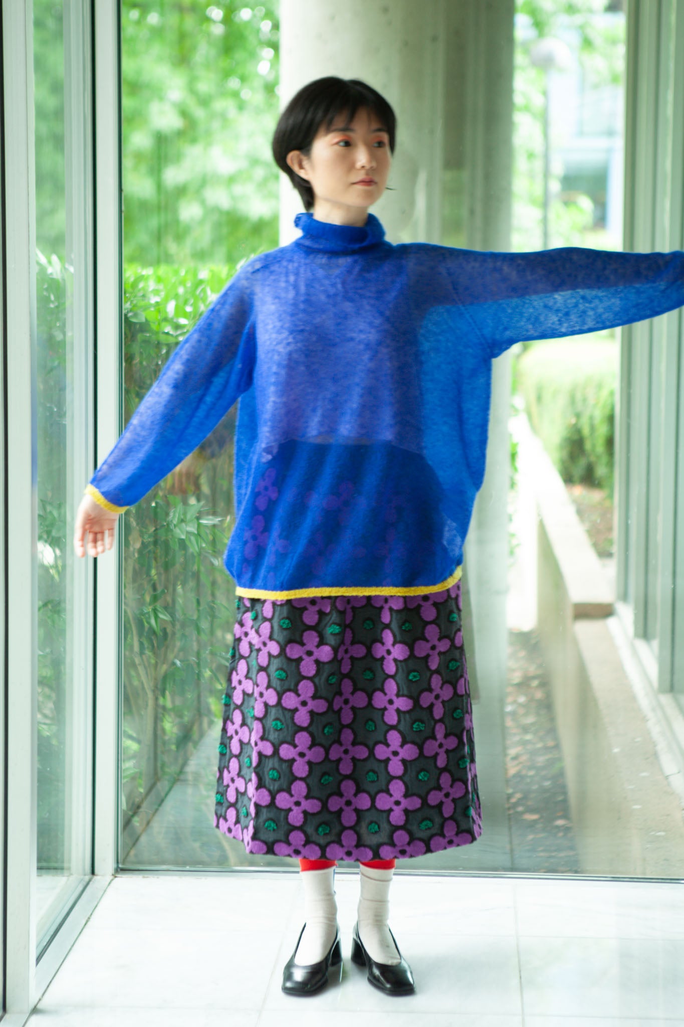 M. & Kyoko Knitted Mohair Pullover - Blue