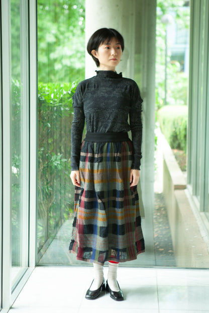 M. & Kyoko Checkered Woven Skirt - Black